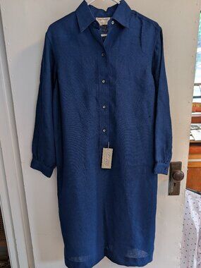 Vintage Donald Davies Irish blue wool shirtdress